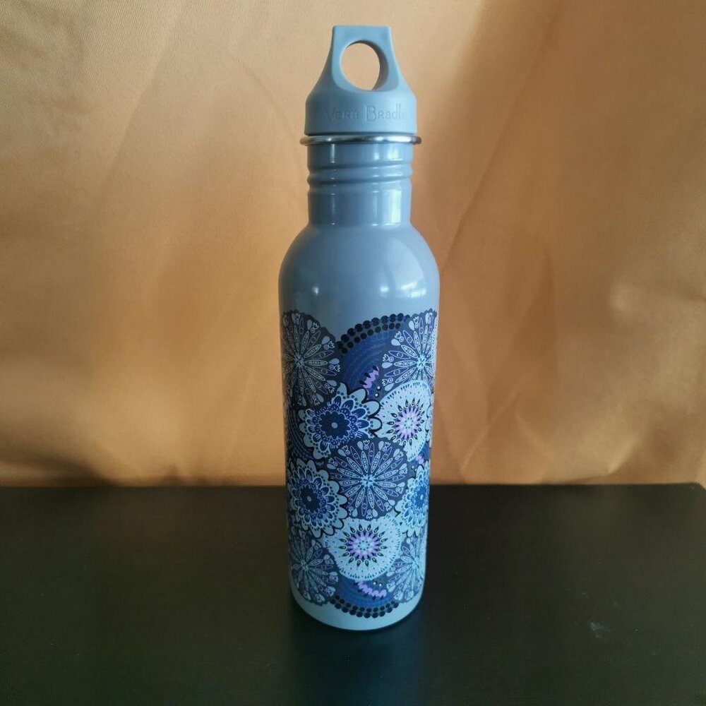 Vera Bradley Water Bottle Gray Purple Flowers 25 oz, Spring, Aluminum, twist lid